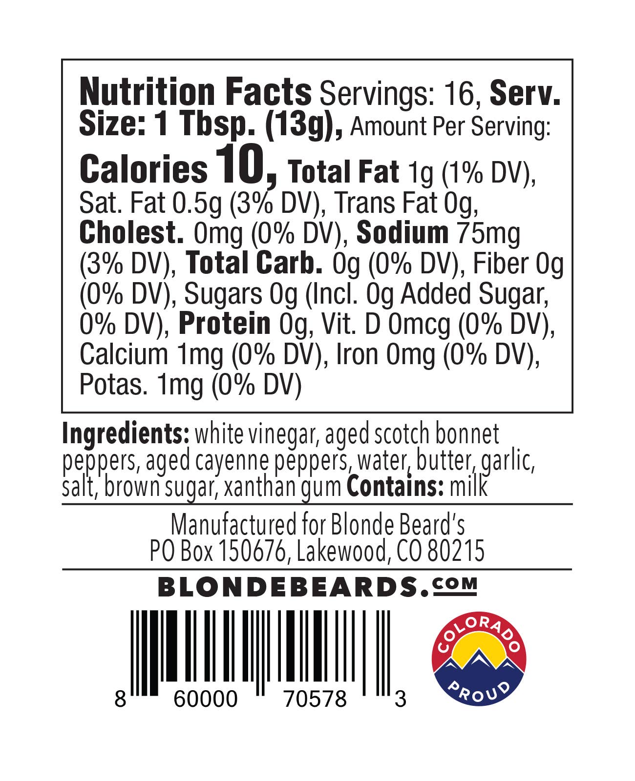 Blonde Beard's - Holy Hell Buffalo Sauce 9oz