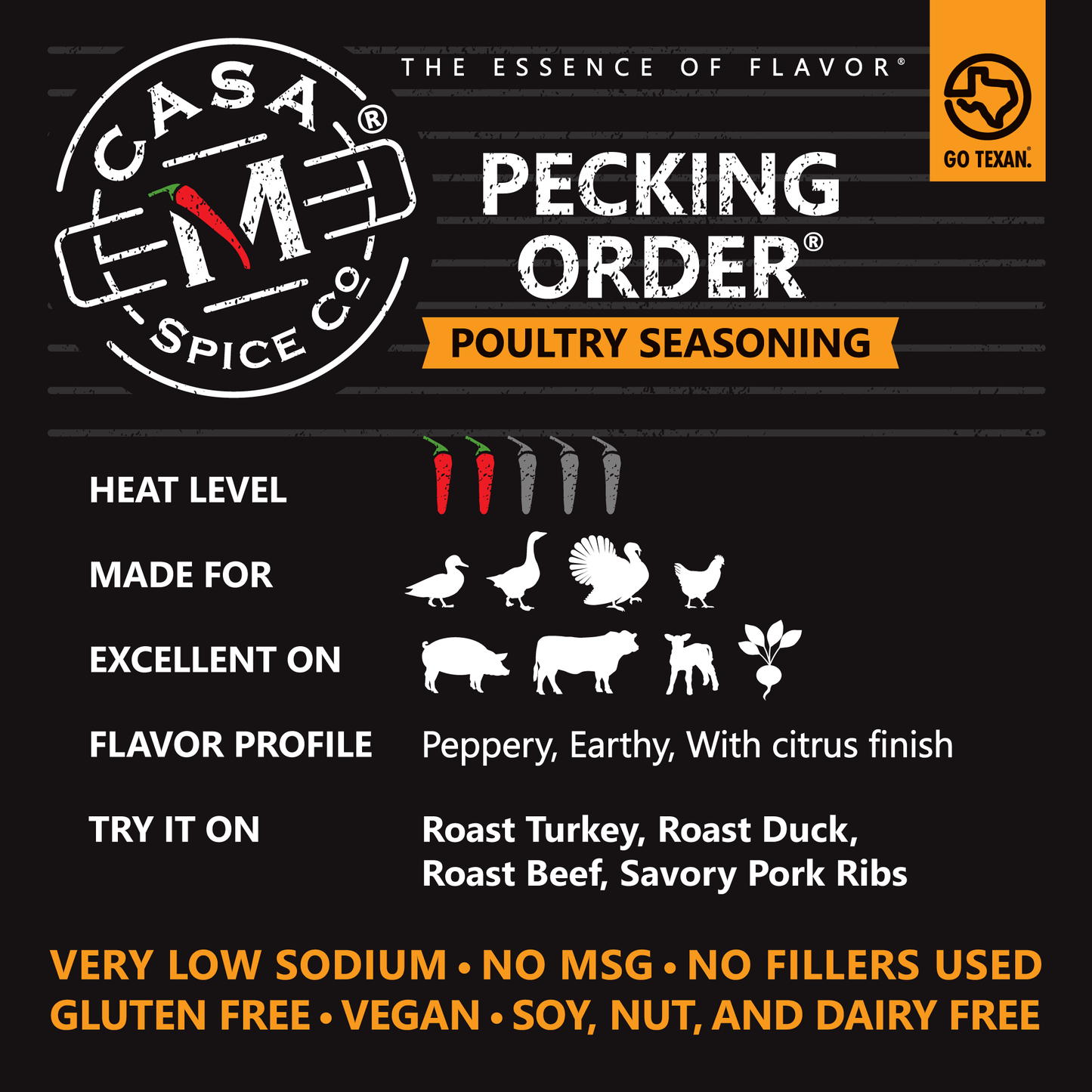 Casa M Spice Co LLC - Pecking Order Poultry Seasoning - Stainless Steel Shaker